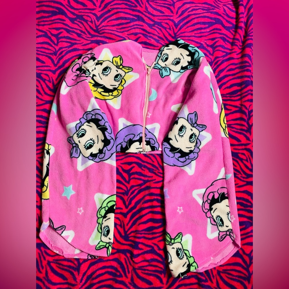 Handmade baby Betty boop pink fleece crop jacket